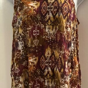 Kim Rogers Burgundy and Gold Patterned Sleeveless Blouse